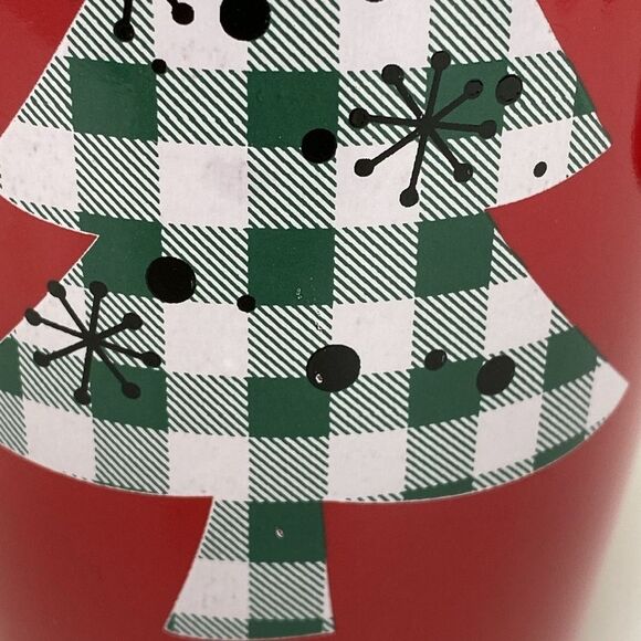 Merry Christmas Red Mug Plaid Tree with Removable Open Close Lid Set of 2 - Picture 11 of 14